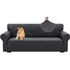 YSTELLAA Copridivano 3 Posti Con Braccioli, Elasticizzati Jacquard Copridivani, Universale Antiscivolo Sofa Cover, Moderno, Lavabili, Antimacchia, Grigio Scuro