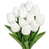 N&T NIETING Tulipani Artificiali, 12 Pezzi Fiori Finti Tulipani PU Tocco Reale Lattice, Fiori Finti Bianchi Tulipani per Bouquet Matrimonio Festa Casa Camera Ufficio Decorazione, Bianco