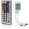 Aroidful Controllore per Strisce LED RGB 12V-24V 4 Pin Controller DC | con 2 Porte Telecomando IR a 44 Tasti Wireless per Strisce LED RGB SMD 5050 3528(Doppia Uscita)