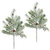 Flair Flower Ramo di abete artificiale con coni, ramoscello decorativo, verde abete, conifere, decorazione natalizia, gambo, ghirlande dell'Avvento, ramo, decorazione natalizia, fiori artificiali, set da 2