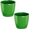 WELL HOME MOBILIARIO & DECORACIÓN Wellhome 2 x Vaso rotondo di plastica Coubi Round P in colore verde oliva 10 (lunghezza) x 10 (larghezza) x 9,2 (altezza) cm