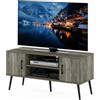 Furinno Claude Mobile TV Stile metà secolo con Gambe in Legno, ingegnerizzato, Rovere Francese Grigio, Two Cabinets