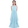 MSemis Vestito Lungo Bambina Elegante Principessa con Paillettes Vestito da Cerimonia Senza Maniche Abito da Sera in Tulle Damigella d'Onore Sposa Compleanno Matrimonio Azzurro 14 Anni