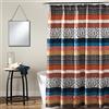 Lush Decor Boho Stripe Tenda da Doccia in Tessuto per Bagno, Design Geometrico e Floreale, colorato, Poliestere, Turchese e Arancione, W 72 x L 72 (1 Panels)