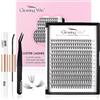 Glowing Win Kit Extension Ciglia Ciglia Finte Ciuffetti with pinzetta, lash bond and seal fai da te 228PCS 0.07D 20D 8-15mm Individual Cluster Lashes Naturali Professionale Singole Cat Eye Eyelashes
