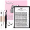Glowing Win Kit Extension Ciglia Finte Ciuffetti with pinzetta, lash bond and seal Wispy fai da te 144PCS Individual Cluster Lashes Set Mix 8-16mm Ciglia Finte Naturali Singole Cat Eye Eyelashes