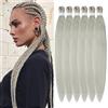 YDDM Capelli Per Treccine Africane Grigio Extension Treccine Texture Yaki Easy Install per Principianti 20 Pollici 6 Pezzi Capelli Leggeri e Naturali per Box Braids, Twist e Crochet