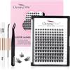 Glowing Win Naturali Ciglia Finte Ciuffetti Kit Extension Ciglia with pinzetta, lash bond and seal fai da te 144PCS Individual Cluster Lashes Set Mix8-16mm Professionale Singole Cat Eye Eyelashes