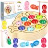 GUHAOOL Giochi Educativi Bambini 3-5 Anni, Montessori con 10 Pesci e Due Canne da Pesca Magnetico