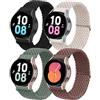 SOLOLUP 4 Pezzi Cinturino Nylon Intrecciato per Samsung Galaxy Watch 6/6 Classic/5/5 Pro/4/4 Classic/3 41mm/Active 2/Active,20mm Cinturino Sportivo Elastico Regolabili,Nero/Bianco/Verde oliva/Viola scuro