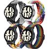 SOLOLUP 4 Pcs Cinturino Nylon Intrecciato per Samsung Galaxy Watch 6/6 Classic/5/5 Pro/4/4 Classic/3 41mm/Active 2/Active,20mm Cinturino Sportivo Elastico Regolabili,Nero Bianco/Multicolore/Colore/Nero Colore