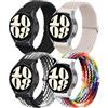 SOLOLUP 4 Pezzi Cinturino Nylon Intrecciato per Samsung Galaxy Watch 6/5/4 40mm 44mm/6 Classic 43mm 47mm/5 Pro 45mm/4 Classic 42 46mm,20mm Cinturino Sportivo Elastico Regolabili,Nero/Bianco/Nero Bianco/Pride
