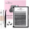 Glowing Win Ciglia Finte Ciuffetti Extension Ciglia Kit with pinzetta, lash bond and seal fai da te 144PCS Mix 8-16mm Individual Cluster Lashes Set Naturali Professionale Singole Cat Eye Eyelashes