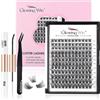 Glowing Win Ciglia Finte Ciuffetti Kit Extension Ciglia with pinzetta lash bond and seal fai da te 144PCS Individual Cluster Lashes Set Mix8-16mm Ciglia Finte Naturali Professionale Singole Eyelashes