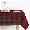 Lovely Home Tovaglia Natalina di Natale Rettangolare Tessuto Tinto Filo Lurex Tartan Prodotta In Italia, Tovaglia Natalizia Made In Italy, Fantasia Scozzese (140x450, Rosso)