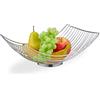 Relaxdays Centrotavola Portafrutta in Metallo, 11,5 x 32,5 x 24 cm, Cestino Porta Frutta Rettangolare, Moderno, Argento, Ferro