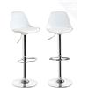 RELOVE Set di 2 Sgabello da Bar Moderno Sgabello Alto con schienale in Simipelle Sedia Alta da Cucina Regolabile Girevole-Bianco-2pz