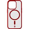 Cellularline - Pop Mag - iPhone 15 Pro Max - Custodia Trasparente con Bordi Colorati Compatibile con Ecosistema MagSafe - Bordi, Tasti e Connettori Protetti - Rosso