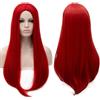 YEESHEDO Parrucca Nera da Donna, Lunga Dritta, Sintetica con Parte Centrale (Rosso)