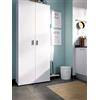 Dmora - Armadio multiuso 2 ante Forcola, Mobile multifunzione porta scope, Guardaroba porta scarpe, 78x35h190 cm, Bianco