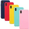 HereMore 5 x Cover per iPhone XS, Cover iPhone X, Custodia morbida in silicone cover morbida custodia protettiva anti graffio per iPhone XS/iPhone X, rosso, blu scuro, rosa scuro, verde, giallo