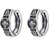 POPLYKE Orecchini a forma di croce nera a forma di lupo da donna, in argento Sterling, per uomini, gioielli celtici vichinghi, regali di compleanno, festa della mamma, Argento sterling, Abalone