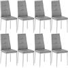 TecTake 800882 Set di 8x Sedie per Sala da Pranzo, Resistente Similpelle, Sedile e Schienale Imbottiti, Elegante Design con Strass (Grigio)