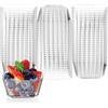 LATERN 50 Pezzi Tazze da Dessert in Plastica, 150ml Coppe da Dessert Quadrate Ripple Tazza di Antipasto Semifreddo Trasparente Ciotola da Portata Riutilizzabile per Mousse Budino Festa (8,3 x 6,3cm)