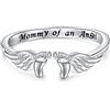 Flyow Anello per aborto spontaneo, in argento Sterling 925, per donna, mamma, mamma, mamma, misura regolabile, (54 (17,3)), Argento sterling, Non pietra preziosa