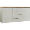Kitaly Mobiletto Multiuso Madia, Pannello Nobilitato con Melaminico e Laccato Lucido, Made in Italy, Bianco, 2 Ante, 4 Ripiani e 4 Cassetti Basso
