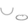 Fossil Collana e bracciale da uomo, acciaio inossidabile argento, set