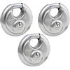 Master Lock 40TRI - Lucchetto a disco rivestito in acciaio inox con corpo largo 6,5 cm, confezione da 3
