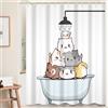 Ttincceer 180x180cm Carino Gatto Doccia Tenda Cartone Animato in Vasca da Bagno Impermeabile Divertente Animale Tenda da Bagno