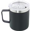DRW Tazza termica da 350 ml in acciaio inox doppio e coperchio acrilico in nero e trasparente, 9 x 9 x 11 cm