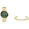 Fossil Orologio da uomo Blue Dive e Bracciale Harlow, acciaio inossidabile tonalità oro, Set