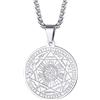 FaithHeart Collana Uomo Talismano 7 Arcangeli Amuleto Sigillo Ciondolo Rotondo Celeste 7 Arcangeli Oro/Nero/Acciaio Inox Personalizza Catena 55+5 CM Collana Protezione Occulta