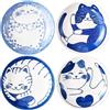 BigNoseDeer Set di 4 piatti per salsa di soia a forma di gatto da 10 cm, ciotole in ceramica per gatti, piatti giapponesi, ciotole, snack, piccoli piattini in ceramica, set di piatti per sushi, mini ciotole,