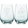 EKM Living Schott Zwiesel,Set di 2 bicchieri Gin Tonic, 548 ml, con incisione Gin des Leben & Gin o' clock, divertente idea regalo per gli amanti del gin, donne, amici in confezione regalo (senza manico, set 2)