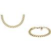 Fossil Collana e bracciale da uomo, acciaio inossidabile tonalità oro, set