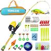 Sougayilang Canne da pesca per bambini, canna da pesca telescopica portatile e mulinello, con lenza, esche spincast, borsa per attrezzatura da pesca per giovani, ragazze e ragazzi che viaggiano per