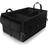 CGEAMDY Organizer Auto, Multi Scomparto Pieghevole, Nero, Tessuto Oxford, 56cm x 40cm x 26cm, 5 Compartimenti, 56000 cc, Pieghevole, Organizzatore per Bagagliaio Auto e Casa
