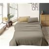 GLHOME Idee per la casa GLHOME Completo Letto 100% in Cotone di Flanella Bicolore Made in Italy - Set Lenzuola Double Face Antipilling - Lenzuolo Sopra, Sotto e Federe (Matrimoniale, Beige & Tortora)