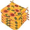 emmevi Set 4 Cuscini Sedia Cotone Con Lacci Lavabili Morbidi Universali Copri Sedie Cucina Girasoli Gialli