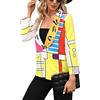 ORANDESIGNE Blazer Moda Donna con Monopetto Cappotto Leggero Casual Giacche da Abito e Blazer Lunga Aperto Davanti Cardigan Eleganti per Ufficio per Ragazze B Giallo M