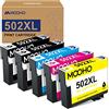 Mooho 502XL Multipack Cartucce per Epson 502 502XL per Expression Home XP 5100 XP-5105 XP-5150 XP-5155, Workforce WF 2860 WF-2860DWF WF-2865DWF WF-2880DW(5-Pack)