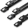 deleyCON 3x 50cm Cavo SATA III Set S-ATA 3 Dati - Cavo Collegamento HDD SSD Connessione Clip Metallo 6 GBit/s - 2 Connettori L-Type Dritti - Nero
