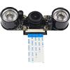 STARWAVE for Raspberry Pi 4 Model B/3B+/3B/2B 5 megapixel fisheye Wide Angle Night Vision Camera + Light Sensor 130 Degrees