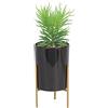 Sleepdown Halo Green Leaf Black Pot Stand Artificiale Faux Plant per Home Office Bagno Decor Decorazione Interna Estetica