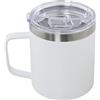 DRW Tazza termica da 350 ml in acciaio inox doppio e coperchio acrilico bianco e trasparente 9 x 9 x 11 cm