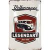 BRISA VW Collection Volkswagen Cartello in lamiera retrò Volkswagen per decorazione vintage, idea regalo in metallo con design Campervan T1 Bus (Logo Vintage/Grigio)